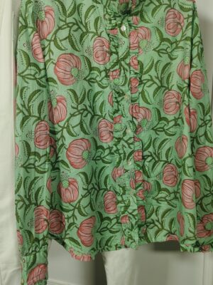 CAMISA FRUNCIDO flor fucsia